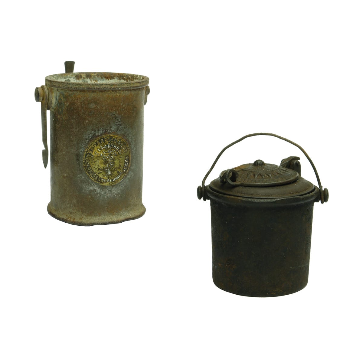 2 Cast Iron Pots: The Premier Lamp Crestella and a 2 part sample pot E, F & C.