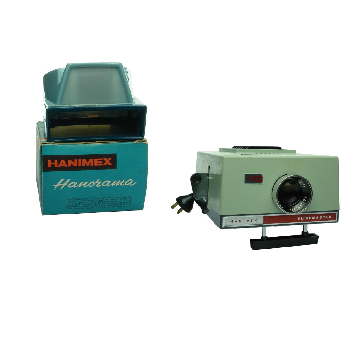 2 Hanimex Slide viewing products. Hanorama 3 Dimensional Viewer and Slidemaster 300. Both with original boxes.