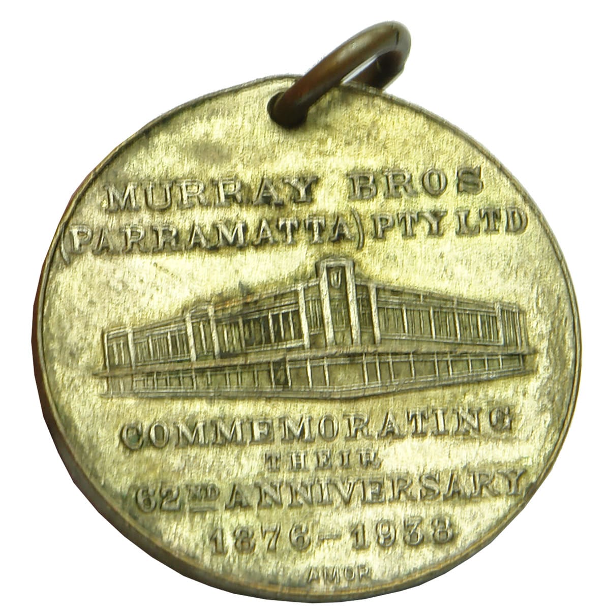 Commemorative Medallion. Parramatta's 150th Anniversary 1938. Murray Bros Stores 62nd Anniversary.