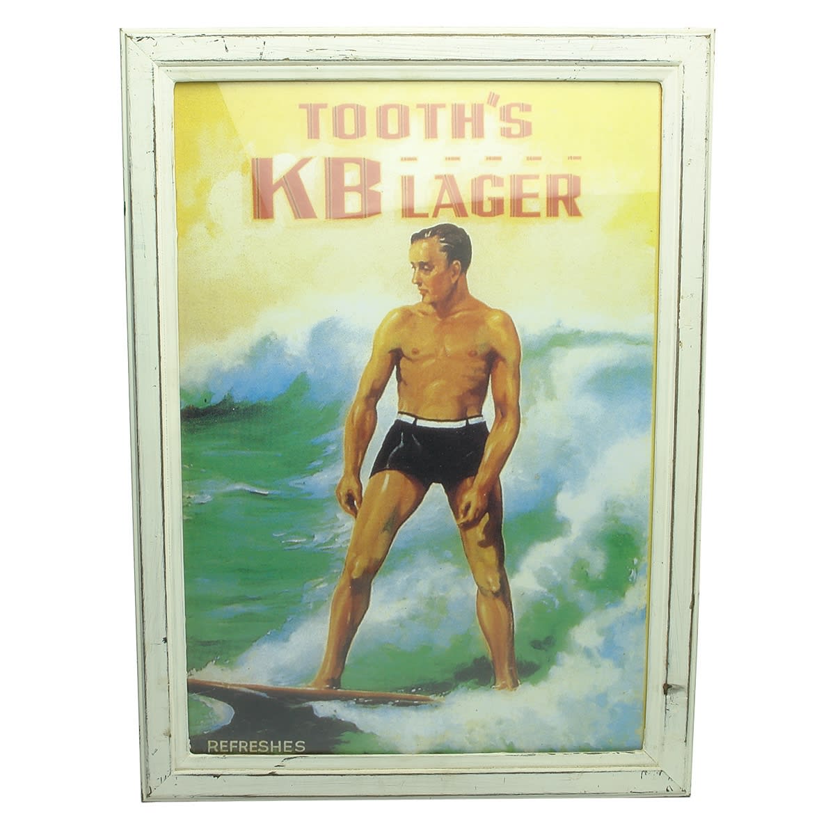 Reproduction framed poster. Tooth's KB Lager. Surfer. (Sydney, New South Wales)
