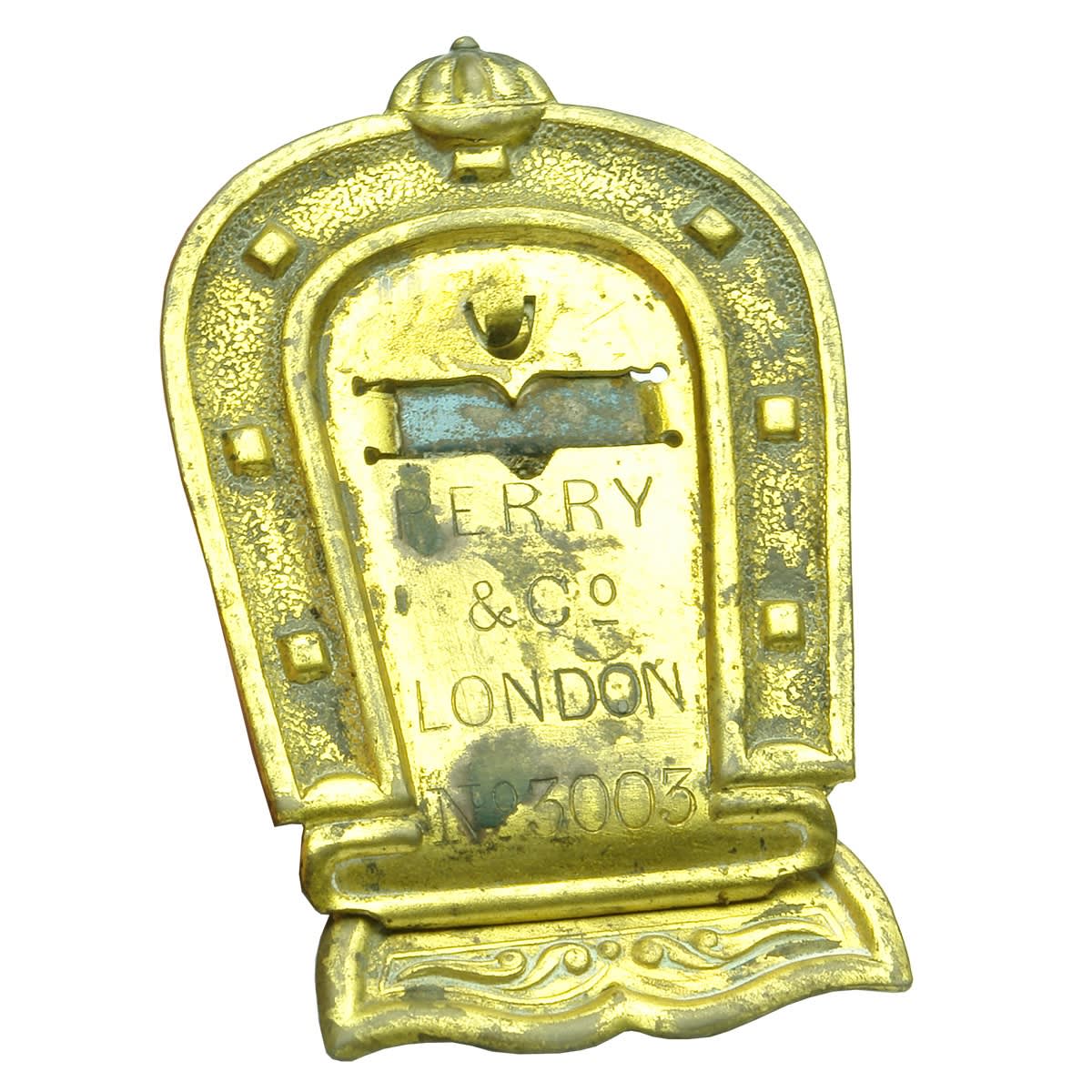 Metalware. Perry & Co, London, No 3003 Good Luck Letter Clip. (United Kingdom)