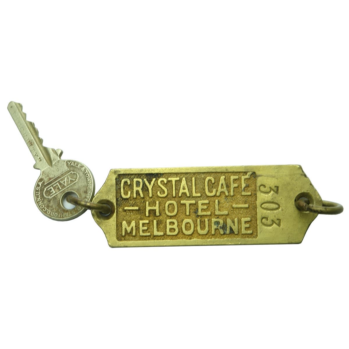Hotelware. Brass Crystal Cafe Hotel, Melbourne Keychain. (Victoria)
