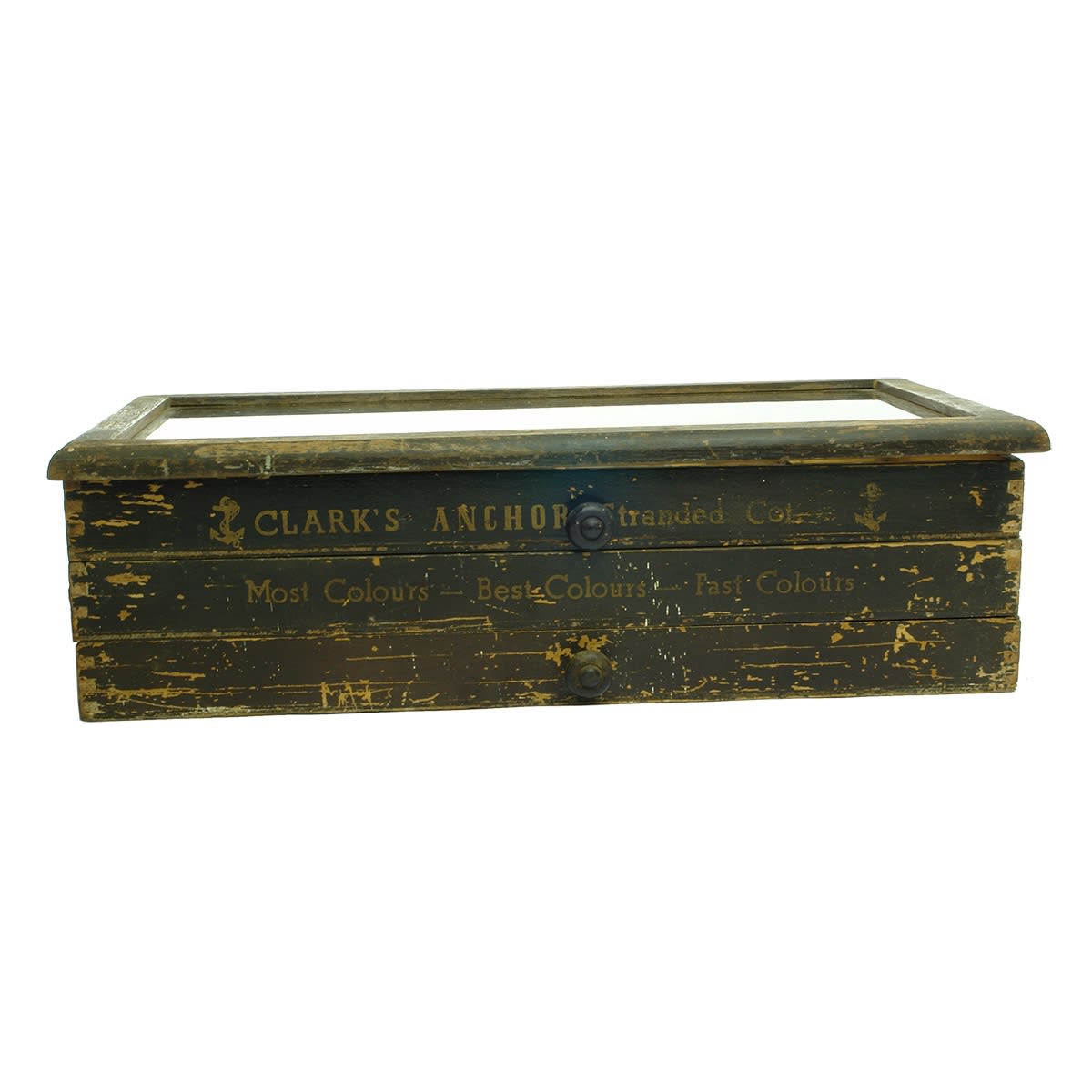 Miscellaneous. Clark's Anchor Stranded Cotton Expandable Wooden Carry Case with Glass Lid.