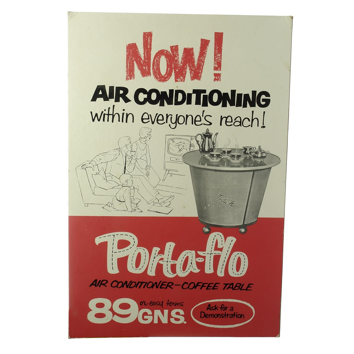 Advertising Card. Porta-flow Air Conditioner - Coffee table.  (Victoria)