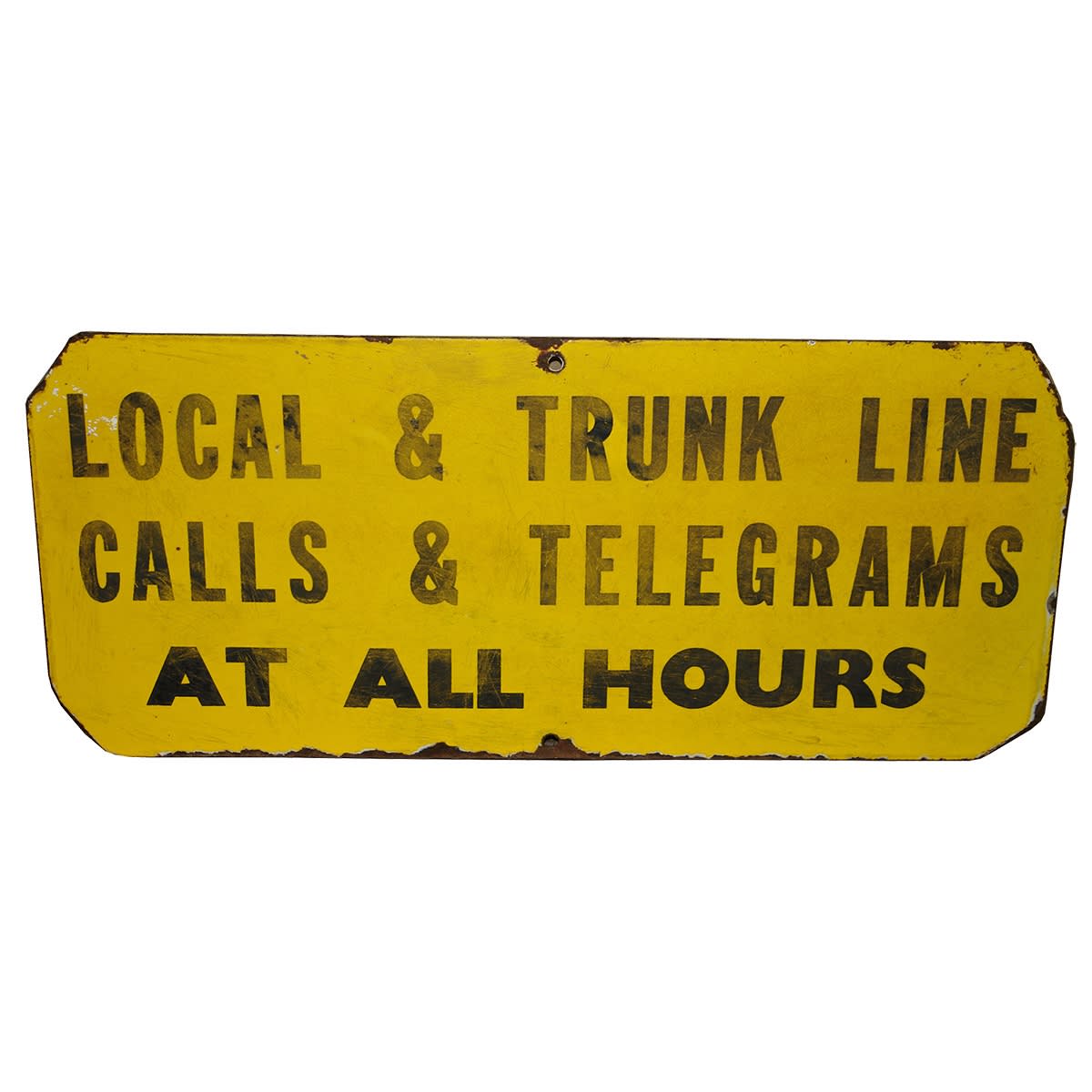 Enamel Sign. Local & Trunk Line Calls & Telegrams at all hours.