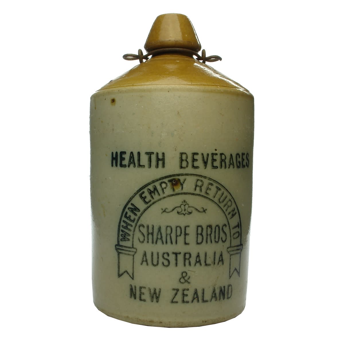 Demijohn. Sharpe Bros. Australia & New Zealand. Horseshoe type.