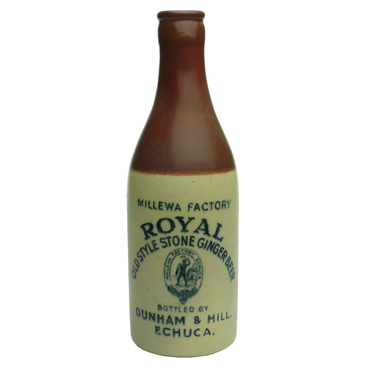 Ginger Beer. Dunham & Hill, Echuca. Royal. Crown Seal. Chocolate Top. 10 oz. (Victoria)
