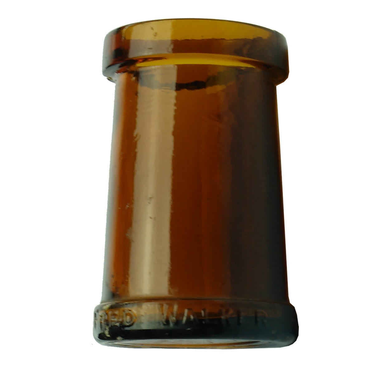 Vegemite Jar. Fred Walker & Co Pty Ltd. Amber Glass. 1920s (Victoria)