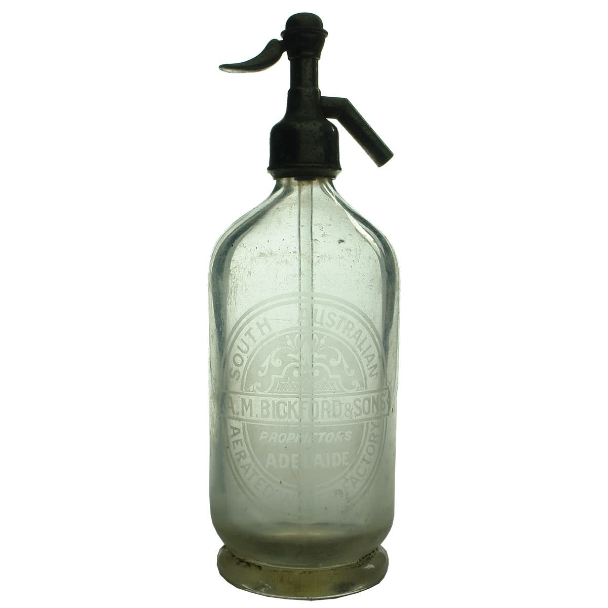Soda Syphon. A. M. Bickford & Sons South Australian Aerated Water Factory, Adelaide. Round. 30 oz. (South Australia)