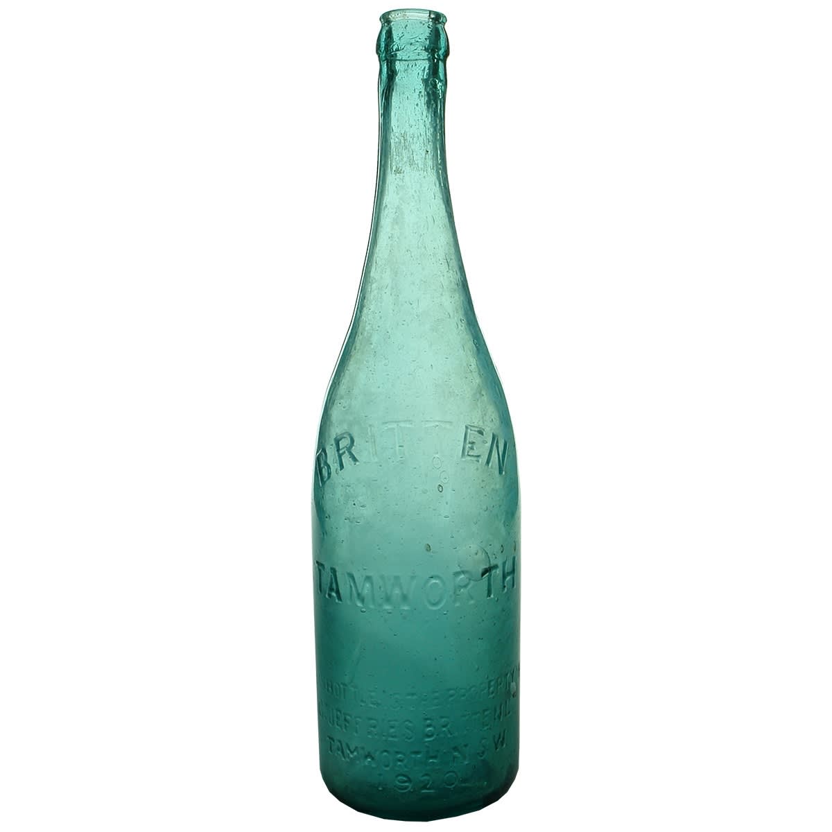 Crown Seal Beer. Britten, Tamworth. Blue Aqua. 1920. Spun finished top. (New South Wales)