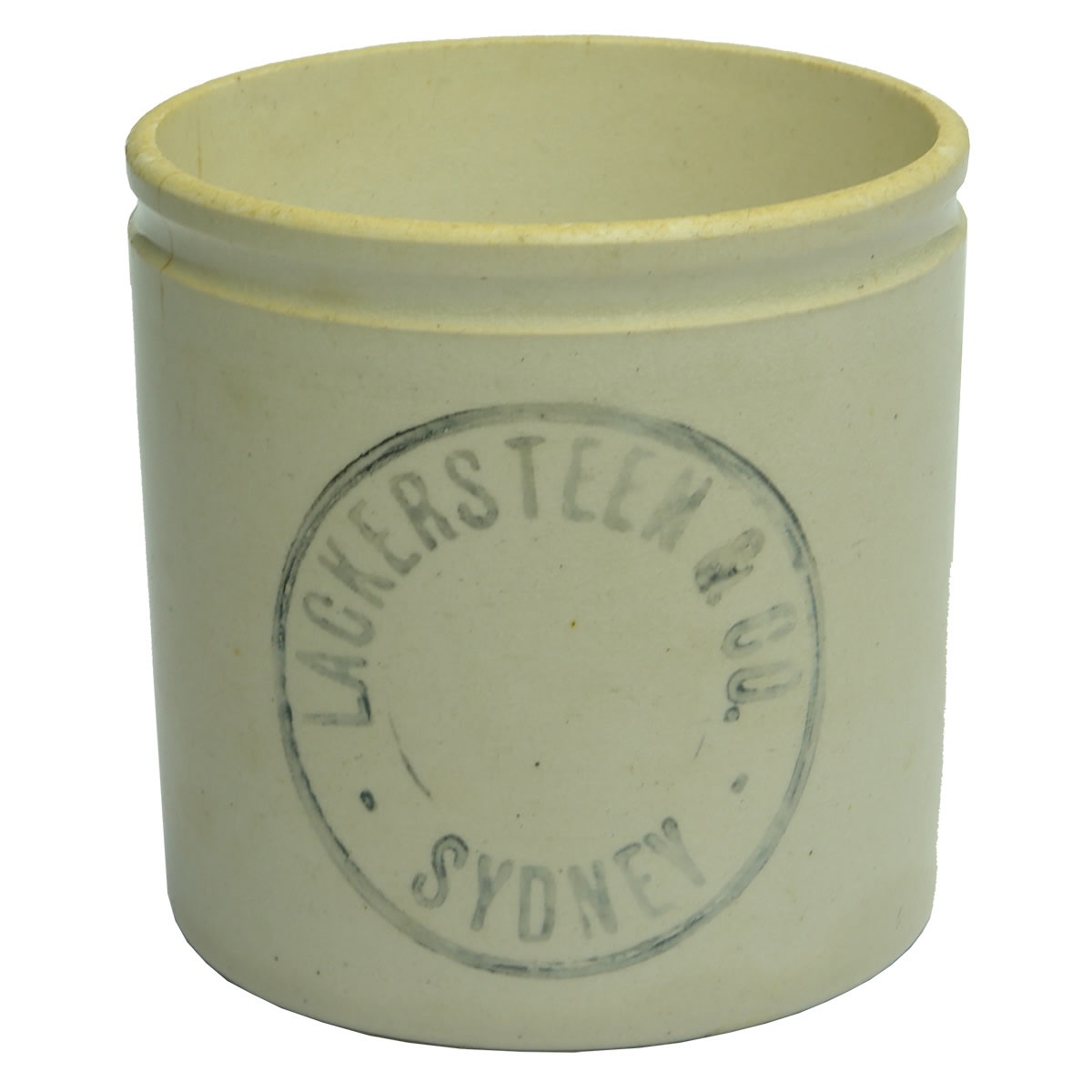 Jar. Lackersteen & Co., Sydney. Ceramic. Jam. (New South Wales)