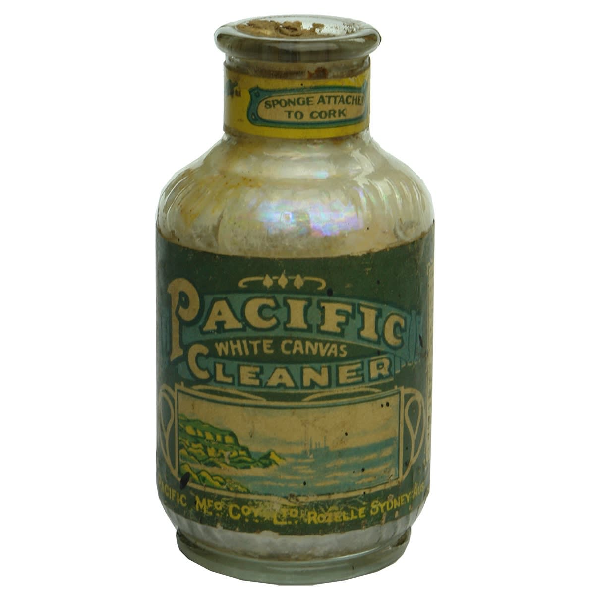 Jar. Pacific White Canvas Cleaner. Pacific Mfg Co Ltd Rozelle, Sydney. (New South Wales)