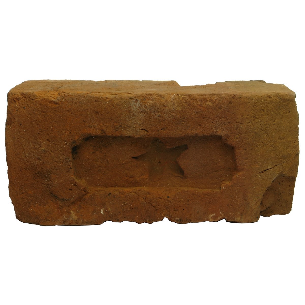 Brick. Five pointed star in a deep rectangle. Sandstock type.