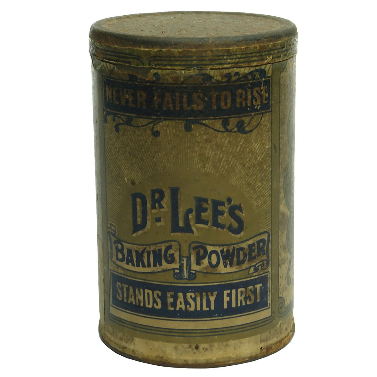 Tin. Paper Label. Dr Lee's Baking Powder. G. L. Biddell & Co.,Woollahra Sydney. (New South Wales)