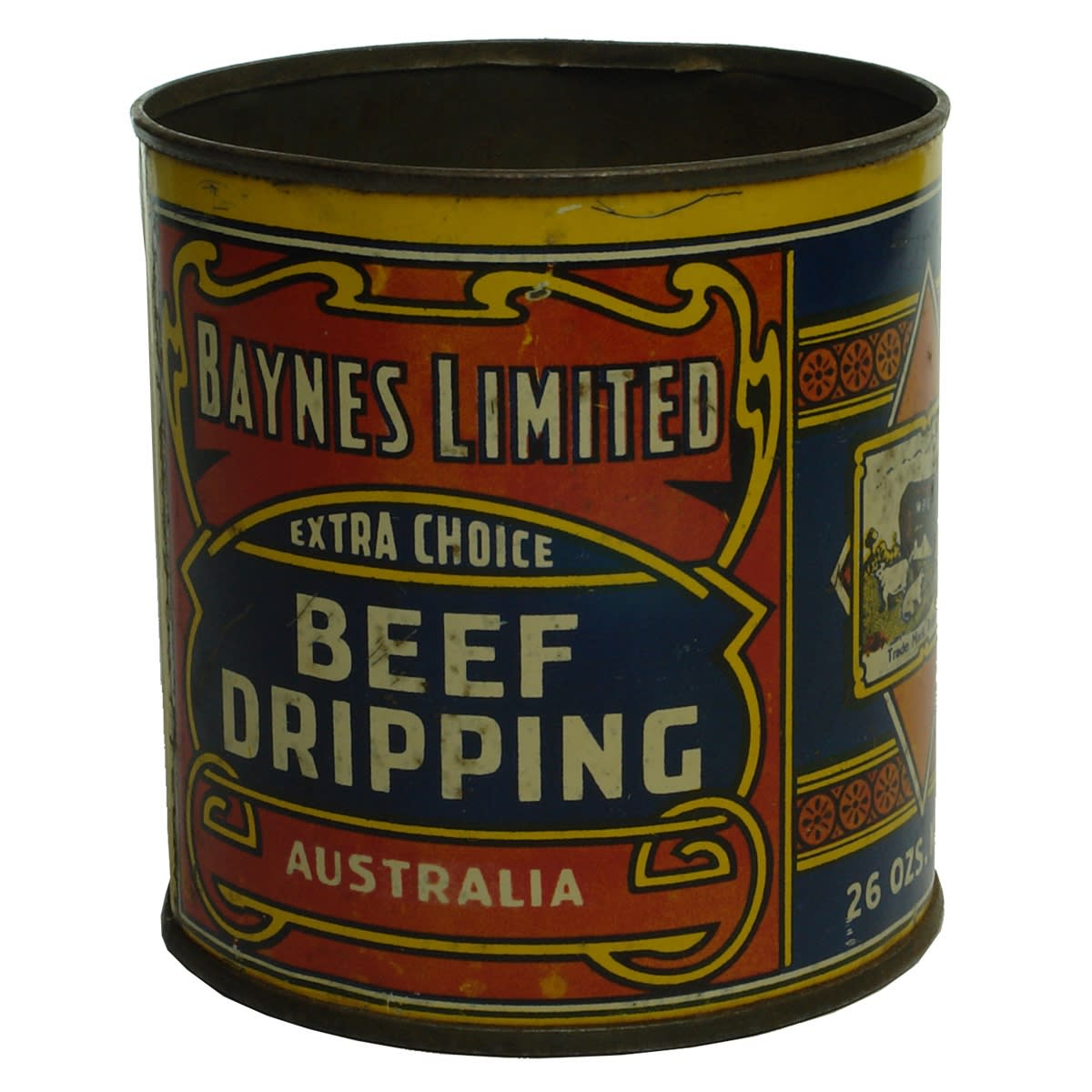 Tin. Barnes Limited Extra Choice Beef Dripping. Prime Queensland Stock.
