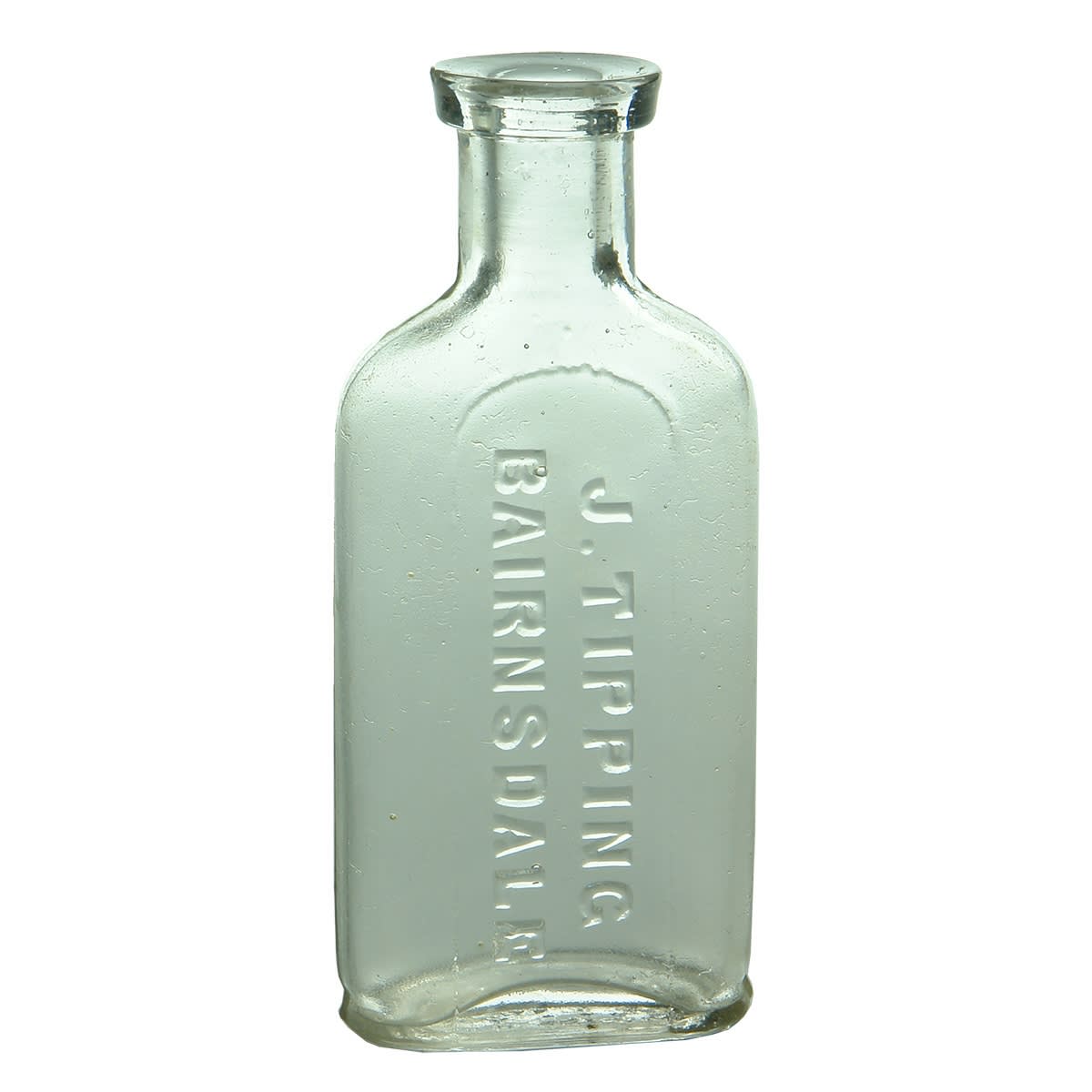 Chemist Bottle. J. Tipping, Bairnsdale. Whitall Tatum. Clear. One Ounce. 88 mm tall. (Victoria)