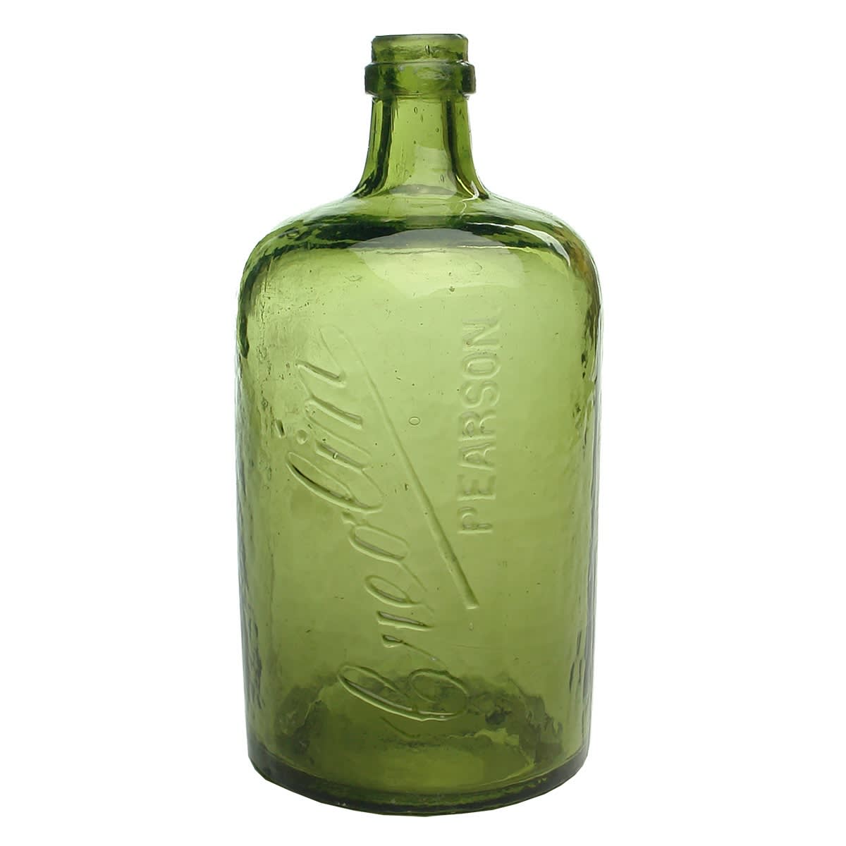 Poison. Creolin. Pearson. Large green straight sided Jug poison. 20 oz.