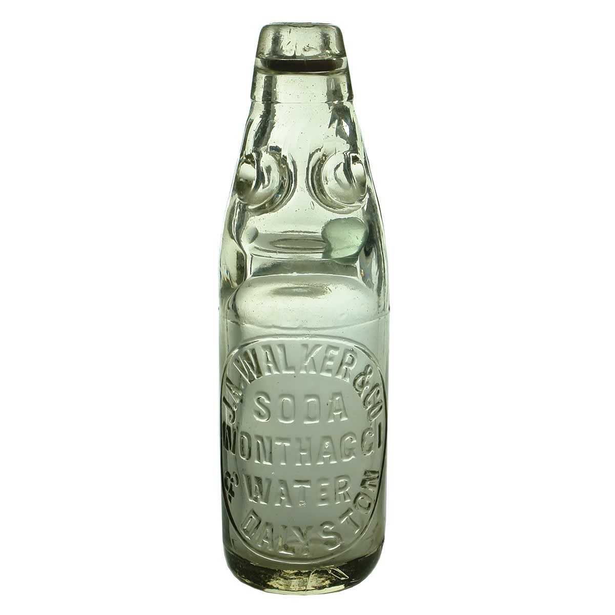 Codd. J. A. Walker & Co, Wonthaggi & Dalyston. Soda Water. Dobson. Clear. 6 oz. (Victoria)