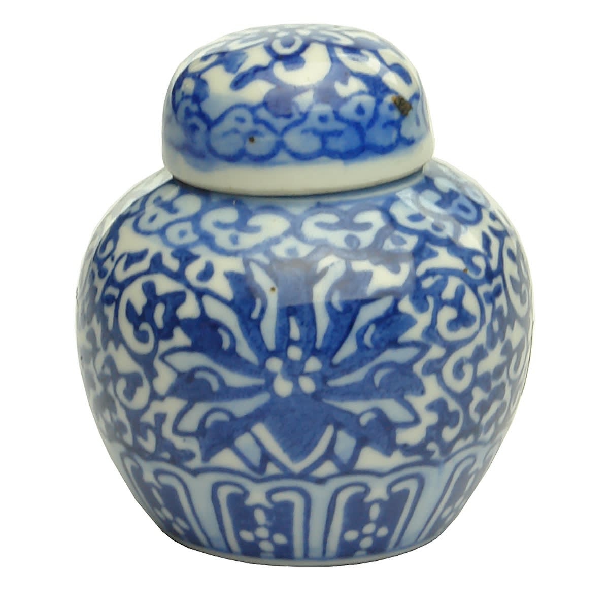 Miniature. Chinese Blue and White Ginger Jar with Lid.