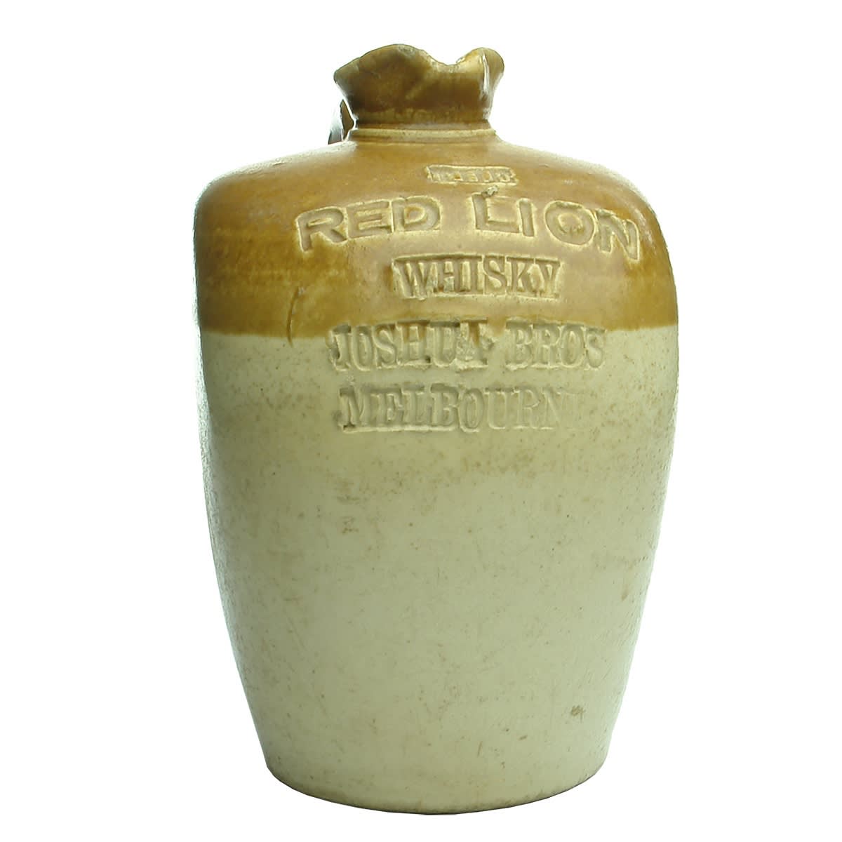 Whisky Jug. The Red Lion Whisky. Joshua Bros., Melbourne. (Victoria)