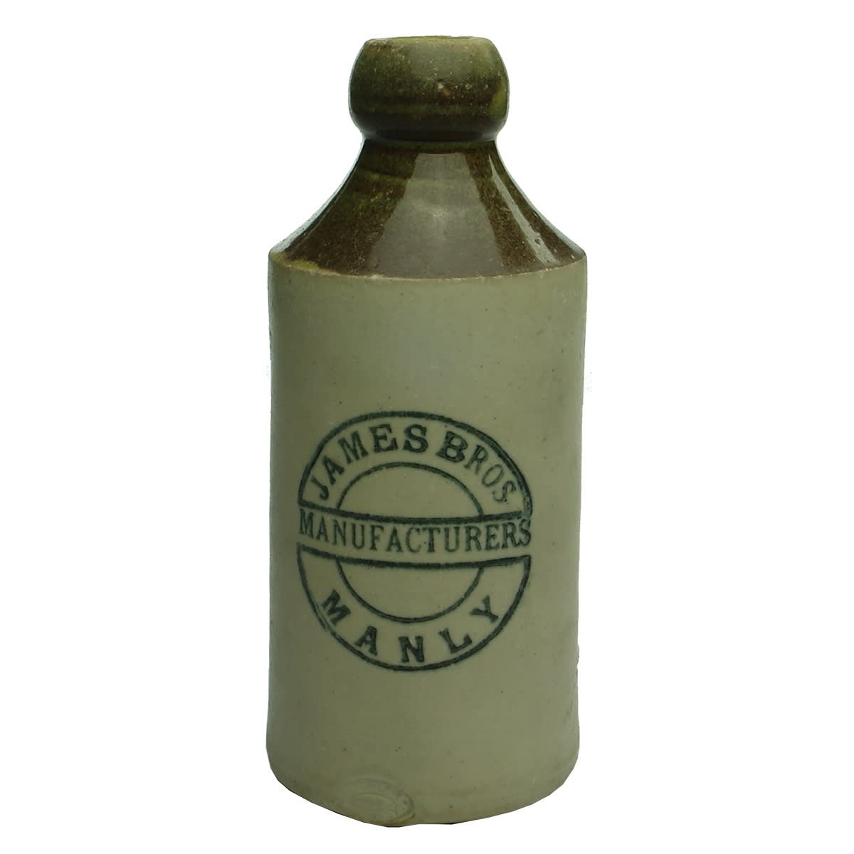 Ginger Beer. James Bros., Manufacturers, Manly. R. Fowler. Brown & Green Top. (New South Wales)