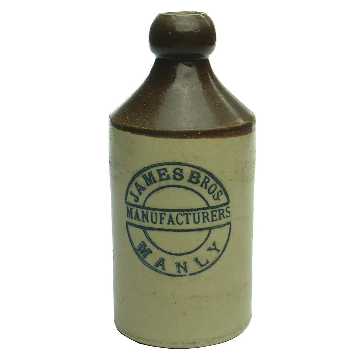 Ginger Beer. James Bros., Manufacturers Manly. Chocolate Brown top. (New South Wales)