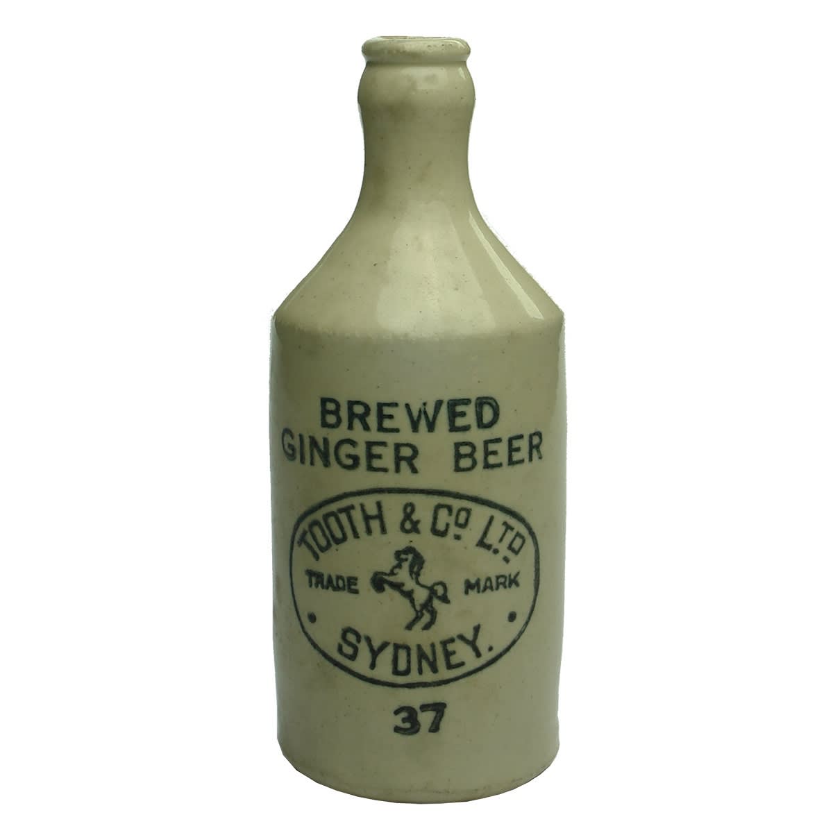 Ginger Beer. Tooth & Co Ltd Sydney. Rearing Horse. 37. All White Crown Seal. (New South Wales)