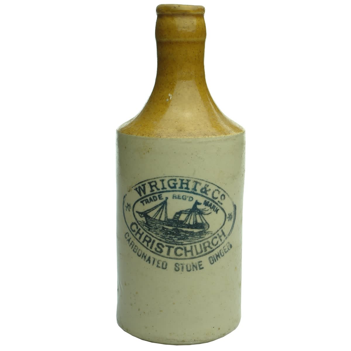 Ginger Beer. Wright & Co, Christchurch. Crown Seal. Dump. Tan Top. (New Zealand)