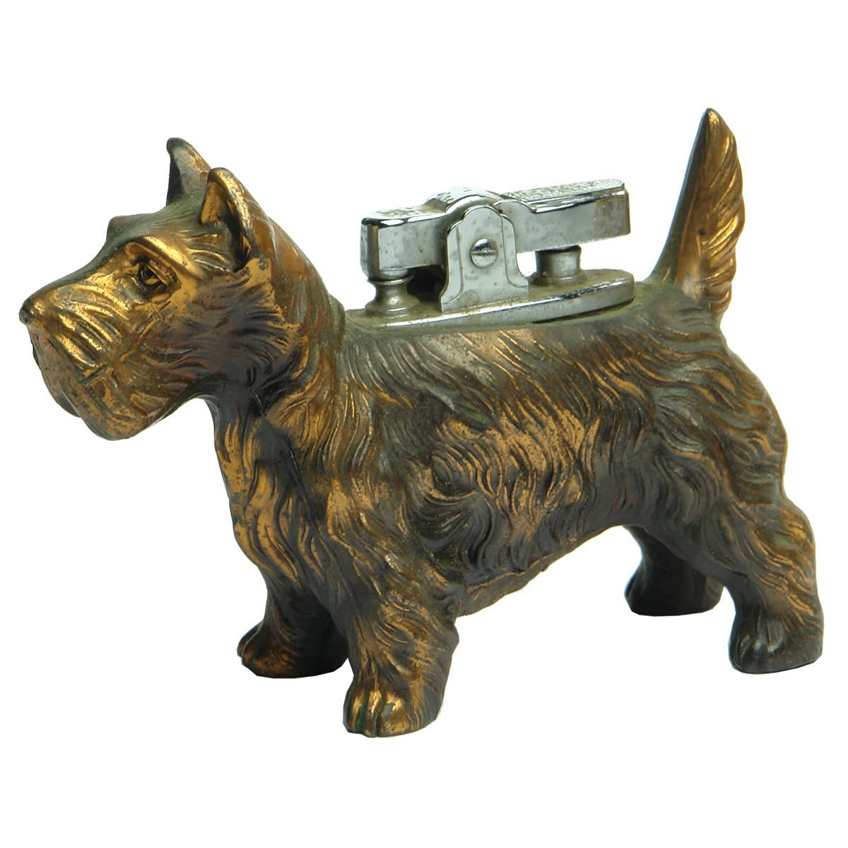 Tobacciana. Copper Scottish Terrier Cigarette Lighter. Made in Japan.
