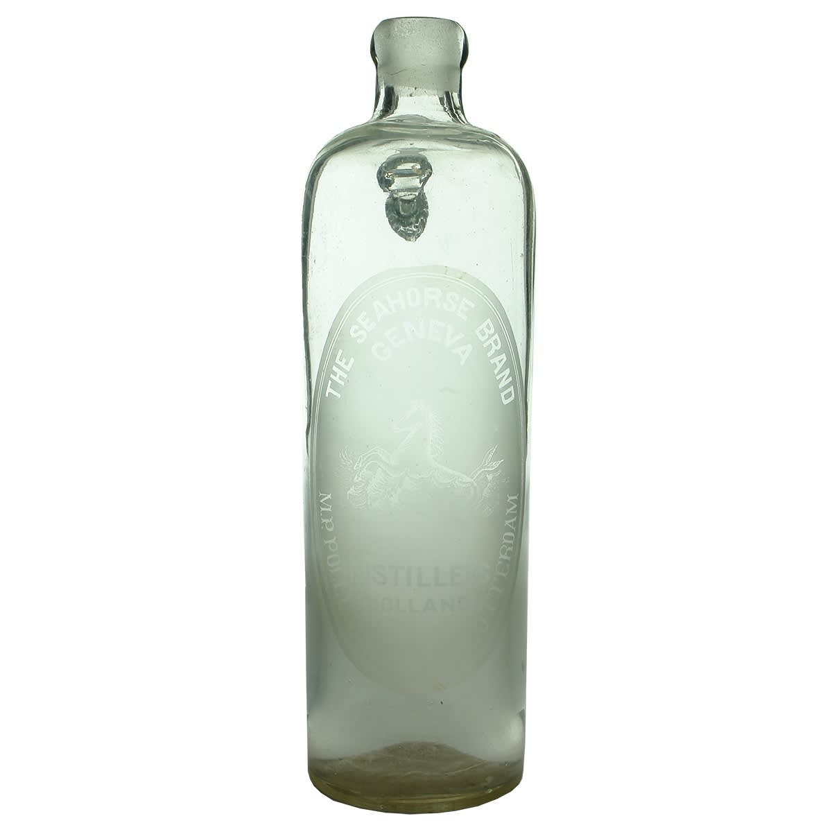 Gin. Seahorse Brand. Pollen & Zoon Rotterdam. Clear. Handled decanter. 26 oz.