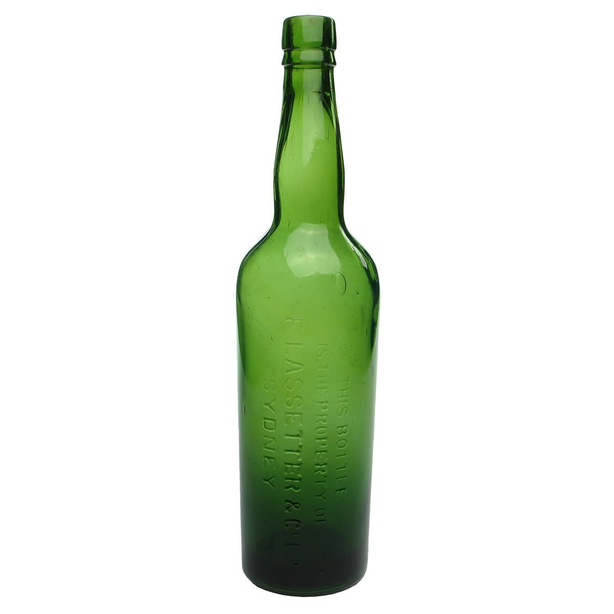 Wine or Spirits. F. Lassetter & Co Ltd, Sydney. Dark Green. 26 oz. (New South Wales)