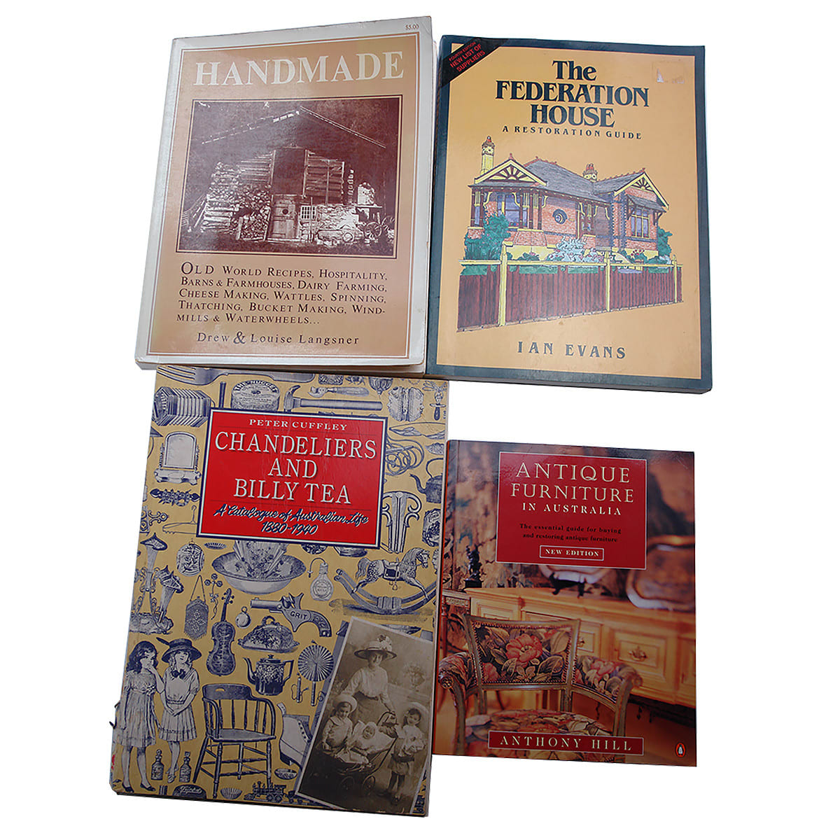 4 Books: Antique Furniture in Australia; Handmade (Old World things); The Federation House; Chandeliers and Billy Tea.