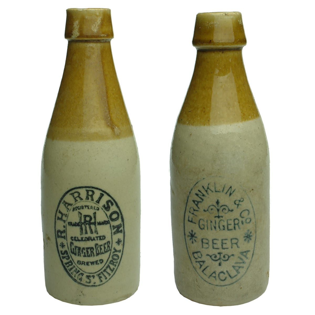 Ginger Beers. R. Harrison, Fitzroy, tan top; Franklin & Co., Balaclava, tan top. (Victoria)