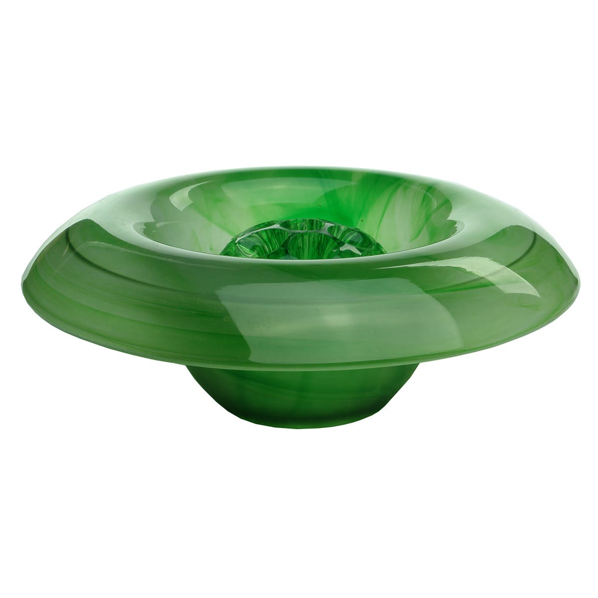 Larger Green Cloud Glass Bowl with green flower block.