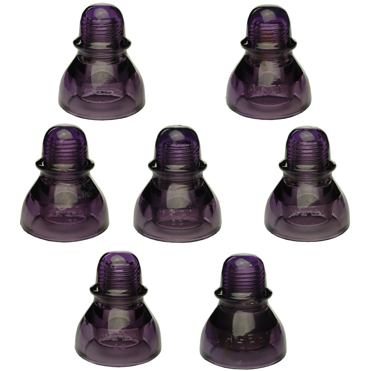 7 Insulators. All AGEE CD490. Type 3. Dark Sun Coloured Amethyst. (Australia)