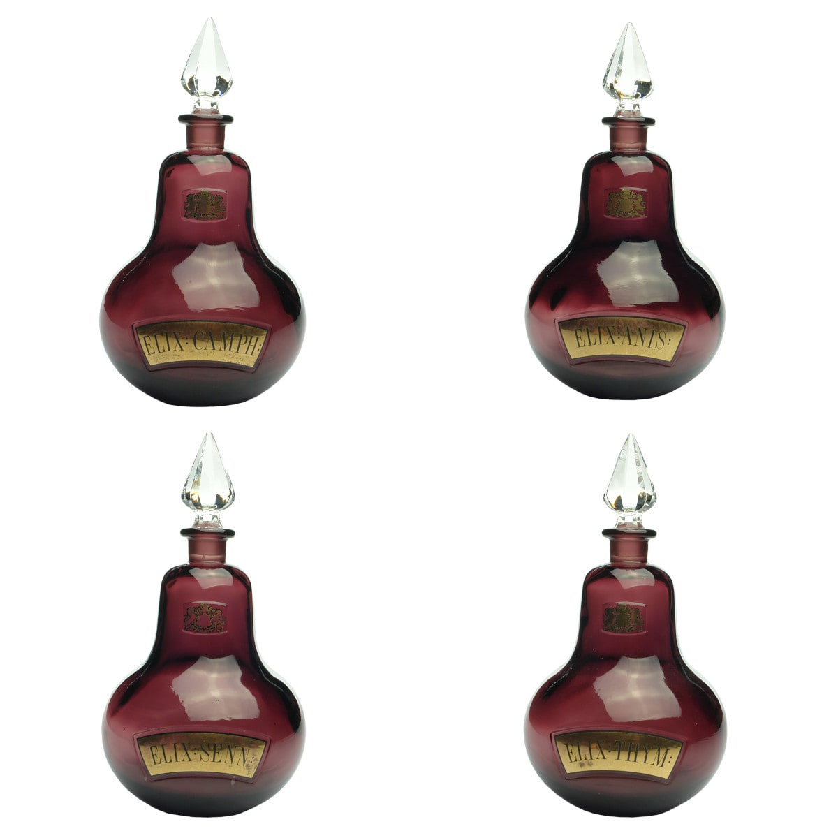 4 Pharmacy Show Globes. Amethyst. Chalsyn Collections 1988. National Pharmaceutical Association (UK)