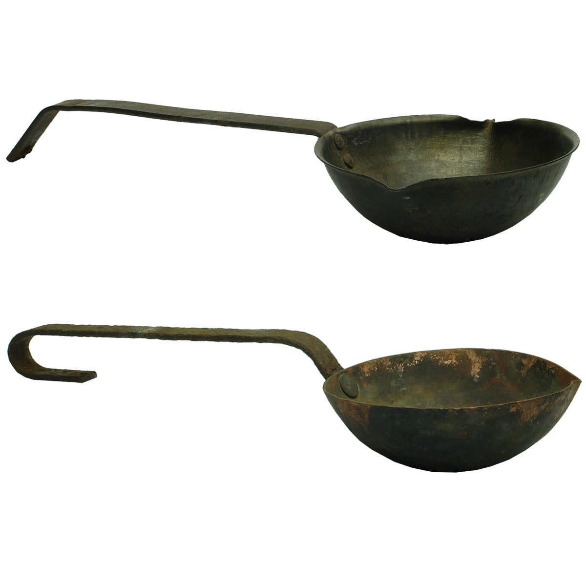 Metalware. Pair of copper ladles with steel handles.