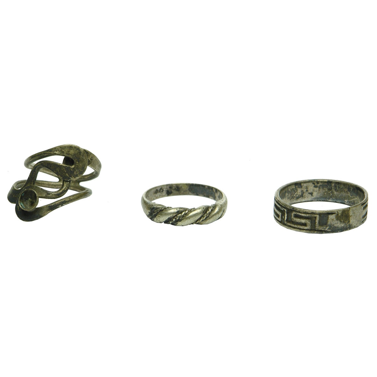 Jewellery. Three silver rings.