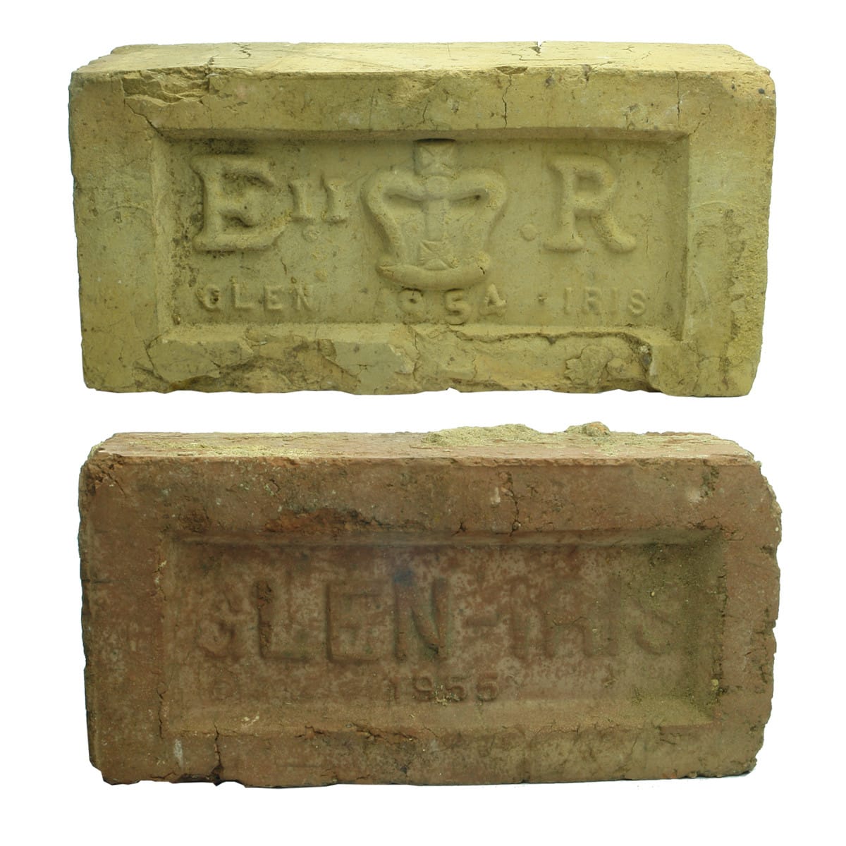 2 Bricks: Glen Iris Queen Elizabeth II Coronation 1954 and Glen Iris 1955. (Victoria)