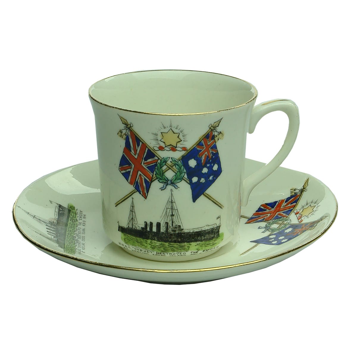 Commemorative Cup & Saucer. HMAS Sydney vs Emden 1914.