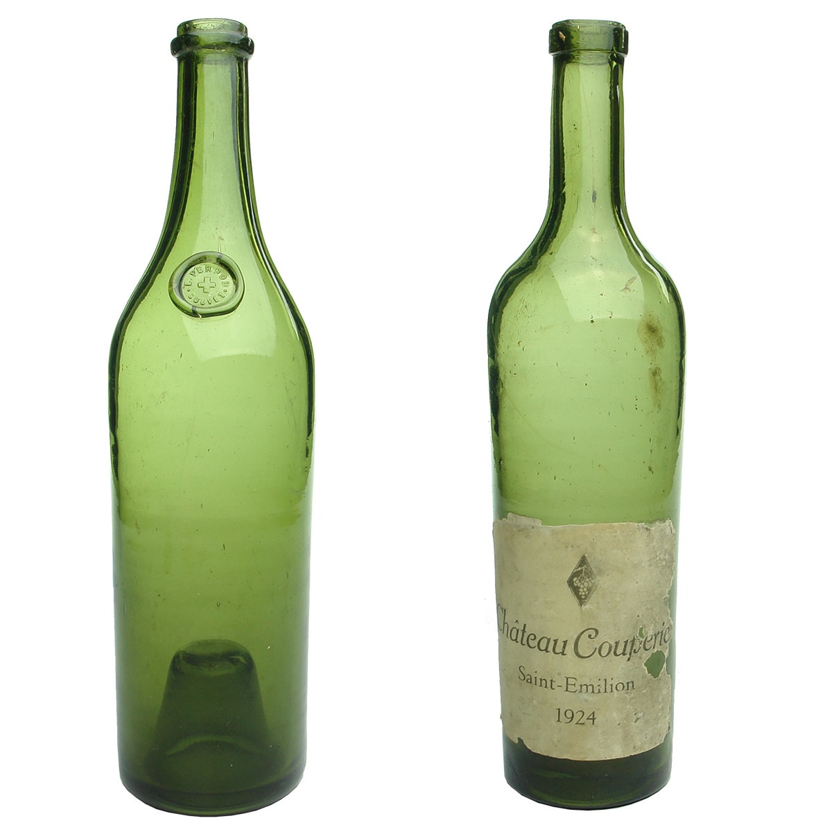 2 Bottles. Pernod Couvet Absinthe and labelled Chateau Couperie Saint-Emilion 1924 wine.