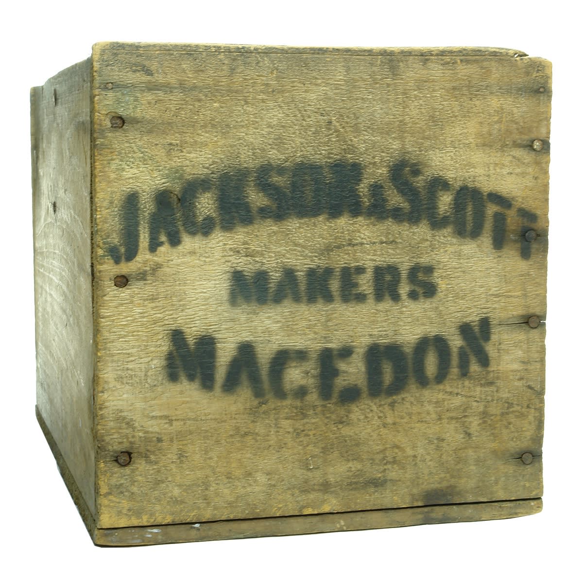 Wooden Box. Jackson & Scott, Makers, Macedon. (Victoria)