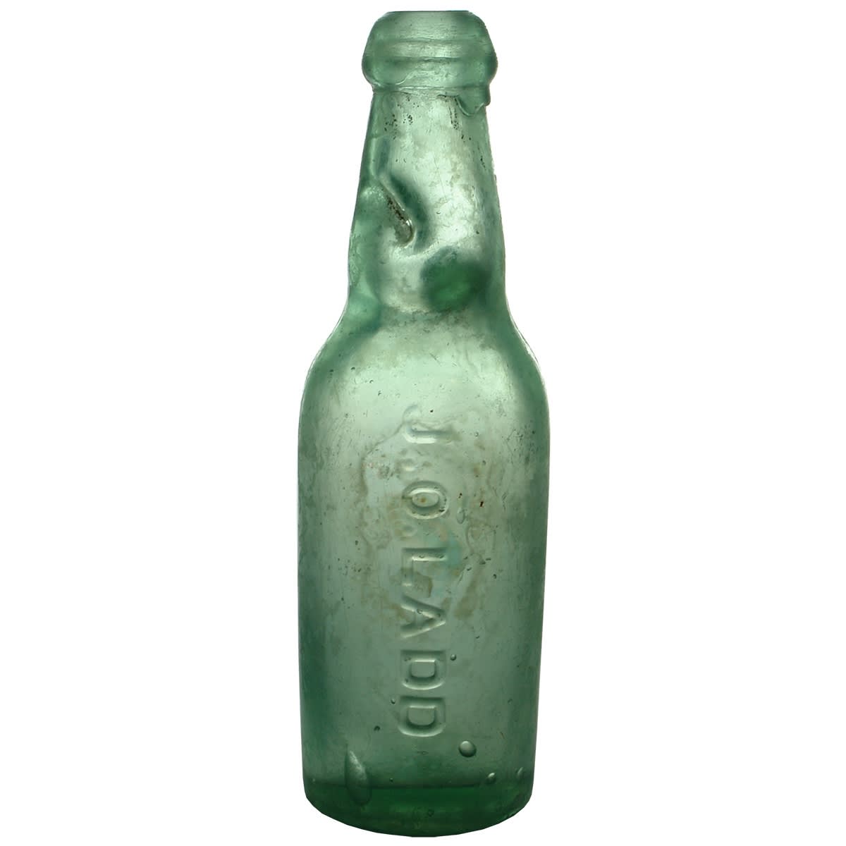 Codd. J. O. Ladd, Adelaide. Narrow Neck Codd's Patent. Aqua. 10 oz. (Adelaide, South Australia)