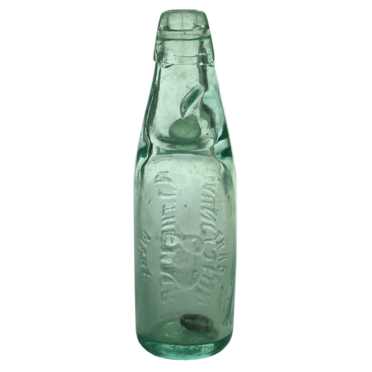 Codd. W. I. Thrower, Launceston. Pictorial. One Way Pour. Aqua. 6 oz. (Tasmania)