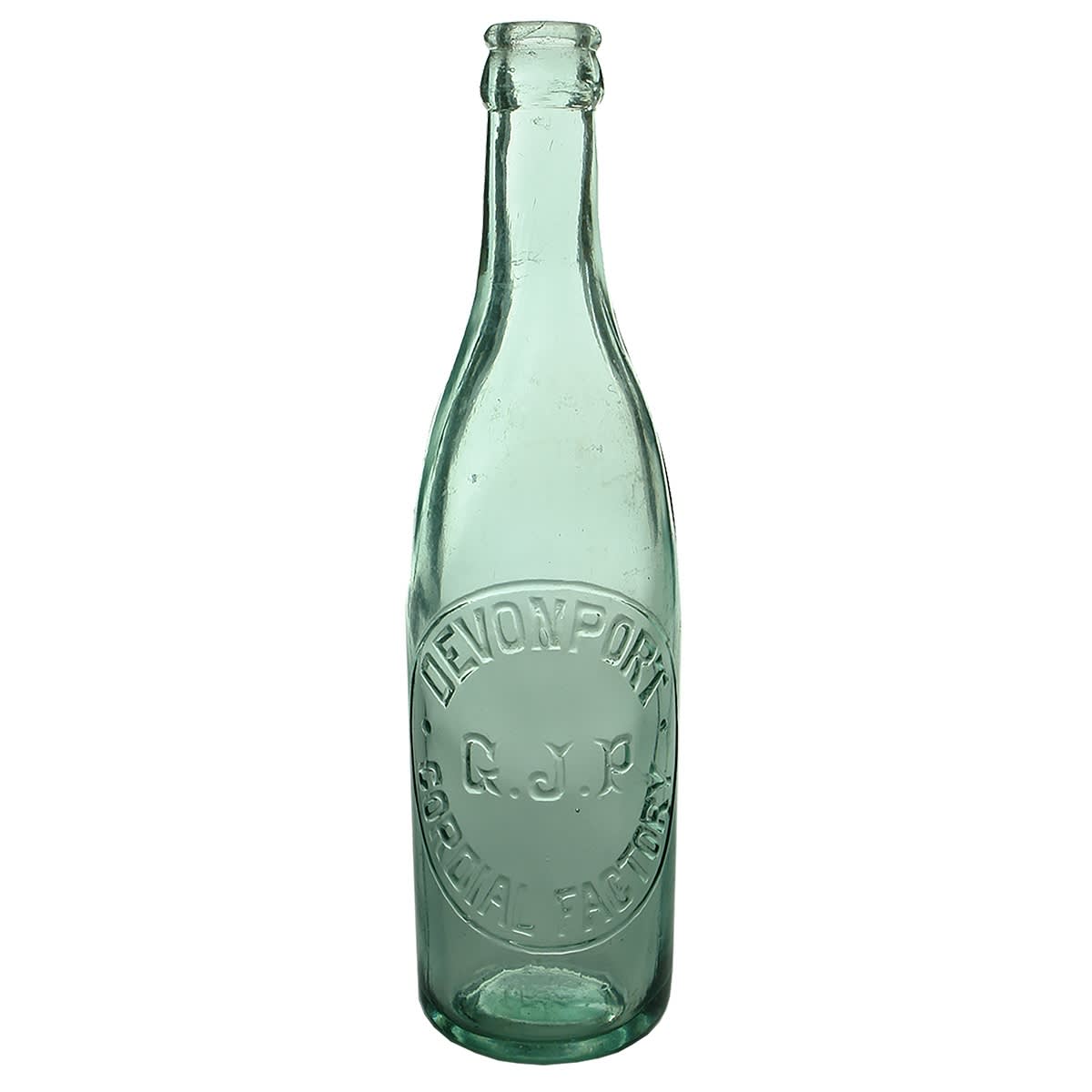 Crown Seal. Devonport Cordial Factory. GJP. Spun Top. Aqua. 10 oz. (Tasmania)