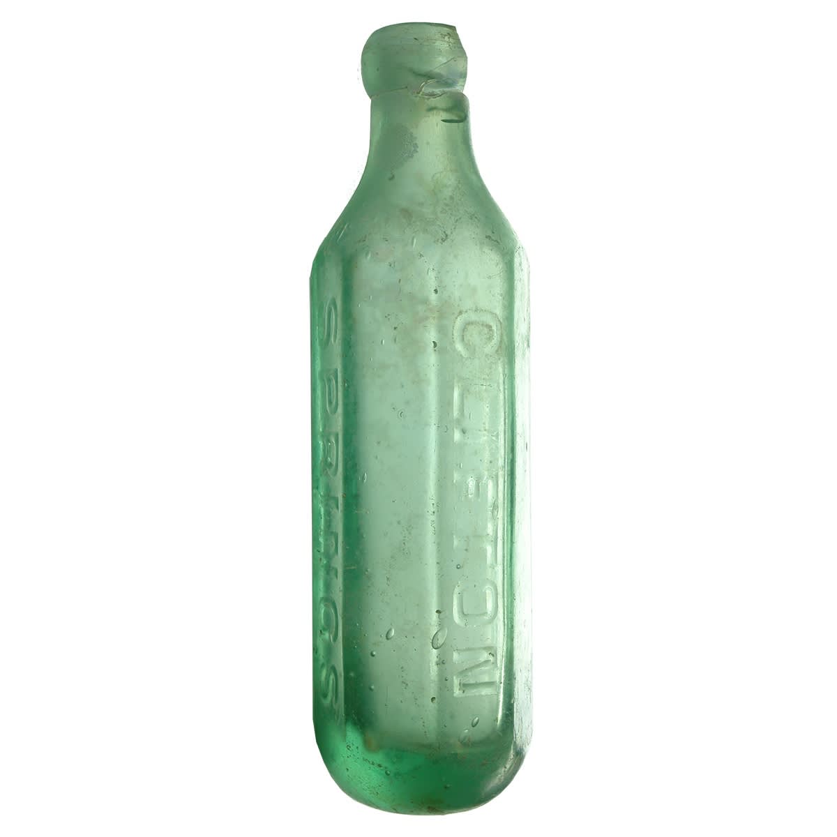 Maugham. Clifton Springs Mineral Water. Octagonal. Aqua. 10 oz. (Victoria)