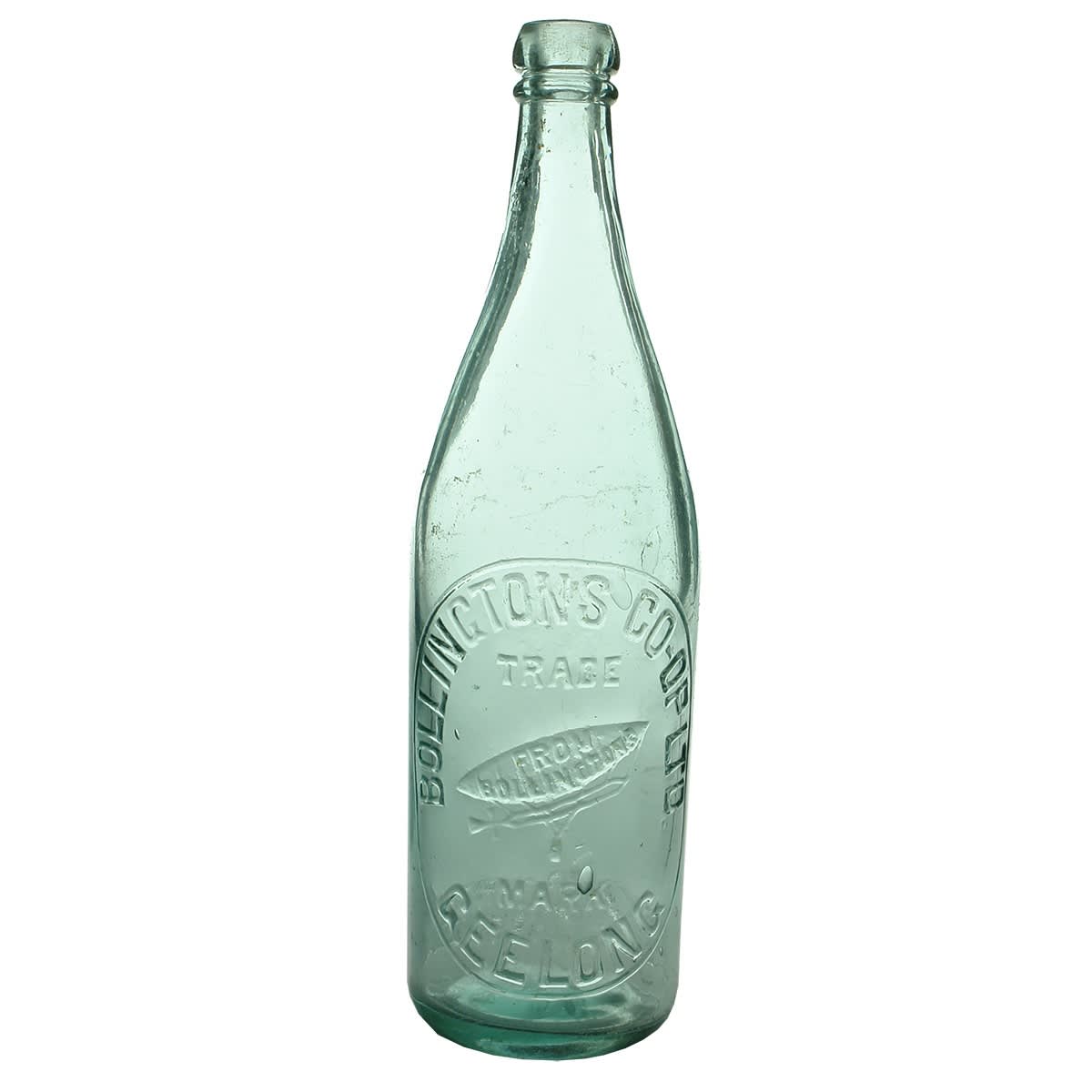 Lightning Stopper. Bollingtons Co-op. Ltd., Geelong. Zeppelin. Aqua. 26 oz. (Victoria)