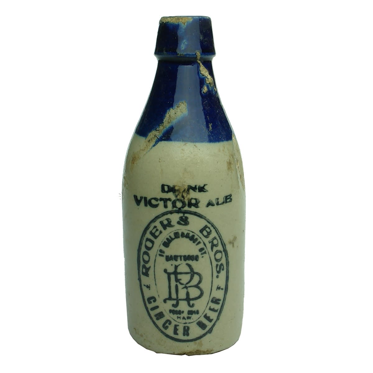 Ginger Beer. Rogers Bros., Hawthorn. Champagne. Blue Top. 10 oz. (Victoria)