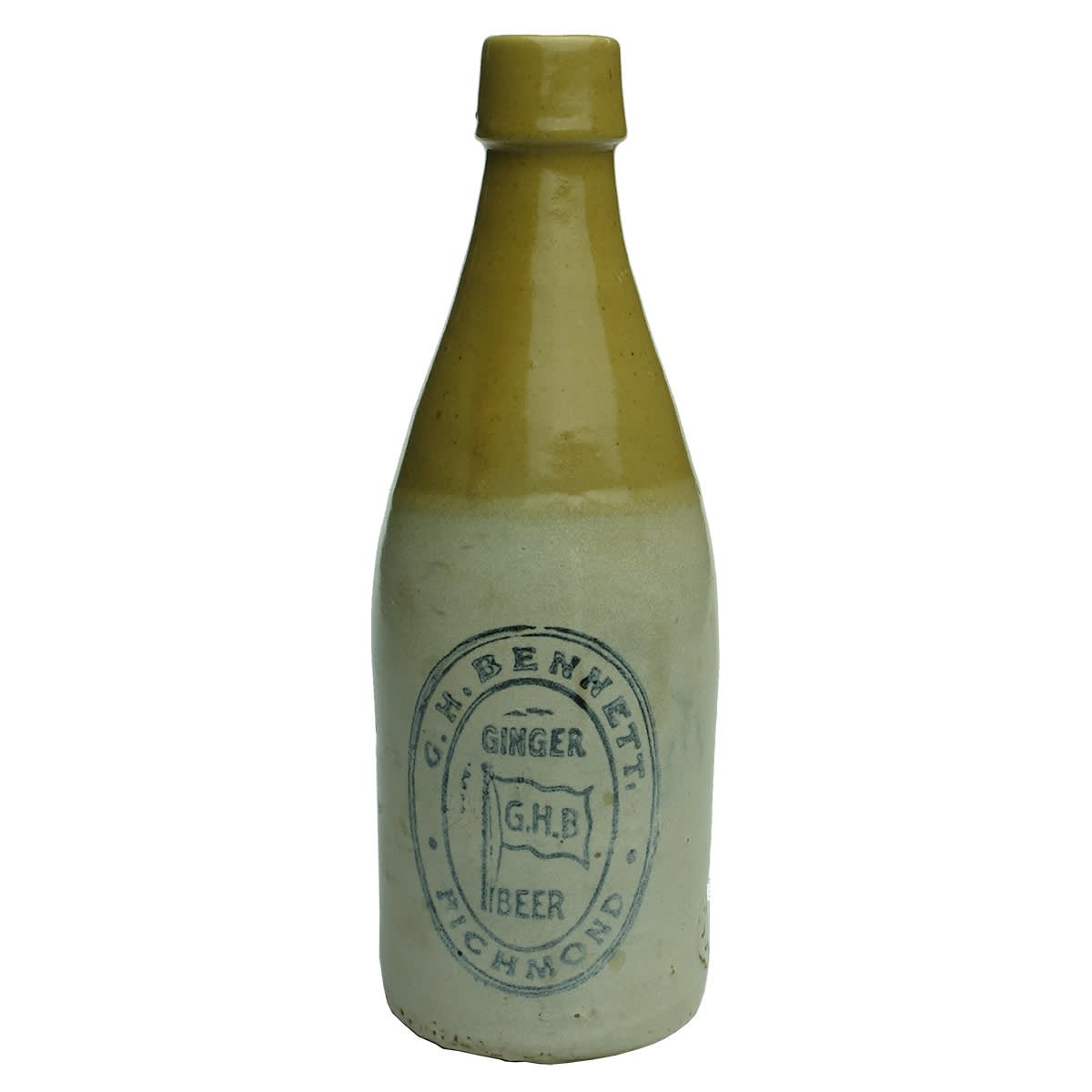 Ginger Beer. G. H. Bennett, Richmond. CAP stamp. Tan Top. 10 oz. (Victoria)