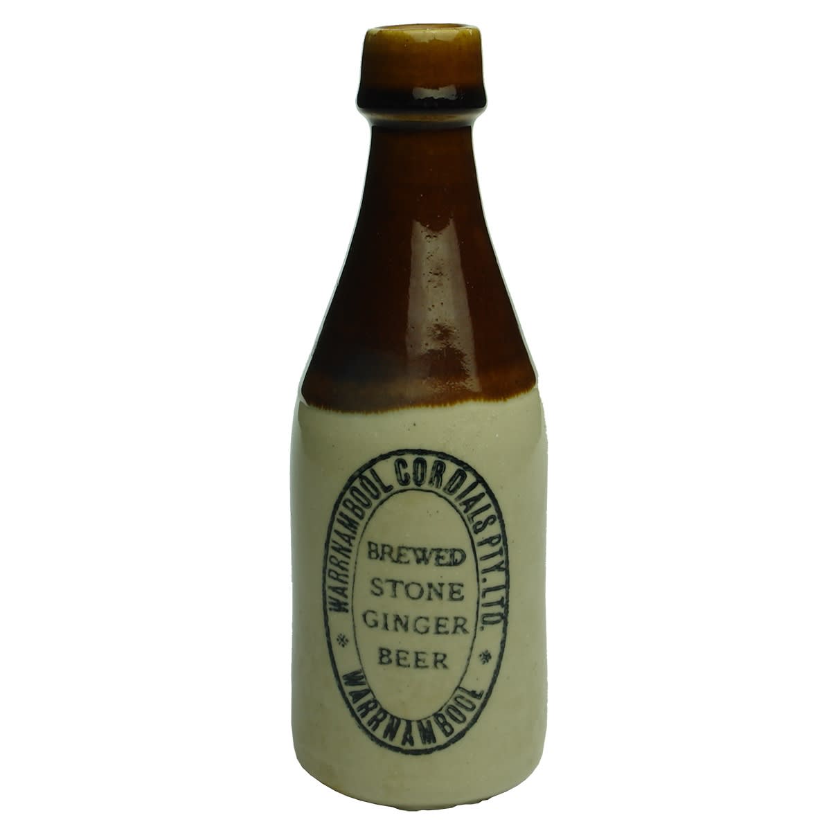 Ginger Beer.  Warrnambool Cordials Pty Ltd.  Champagne.  Chocolate top. (Victoria)